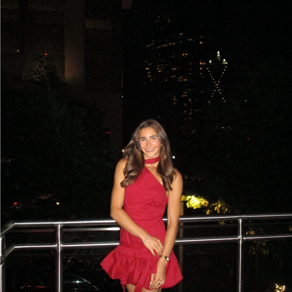 Peppermayo Red Halter Choker Ruffle Mini Dress